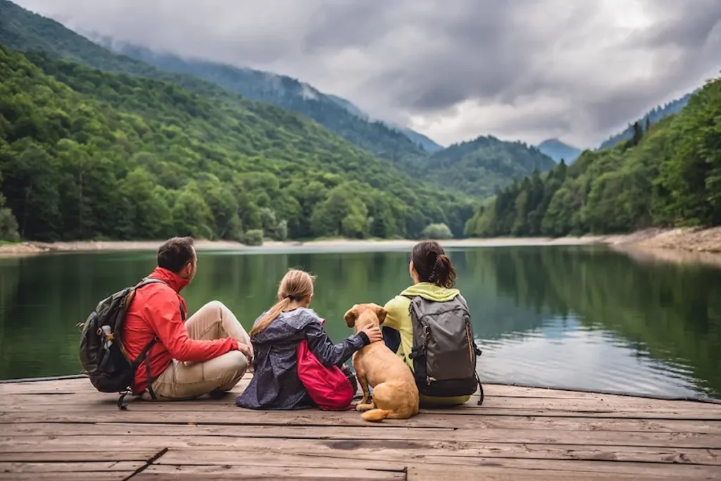 Family-on-Lake